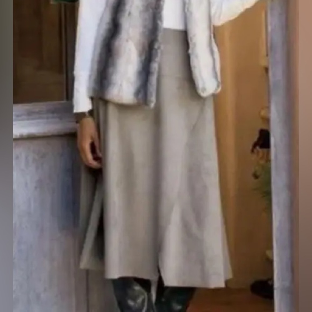 Soft Surroundings Farrah Grey Faux Suede A-line Wrap Skirt Size Small